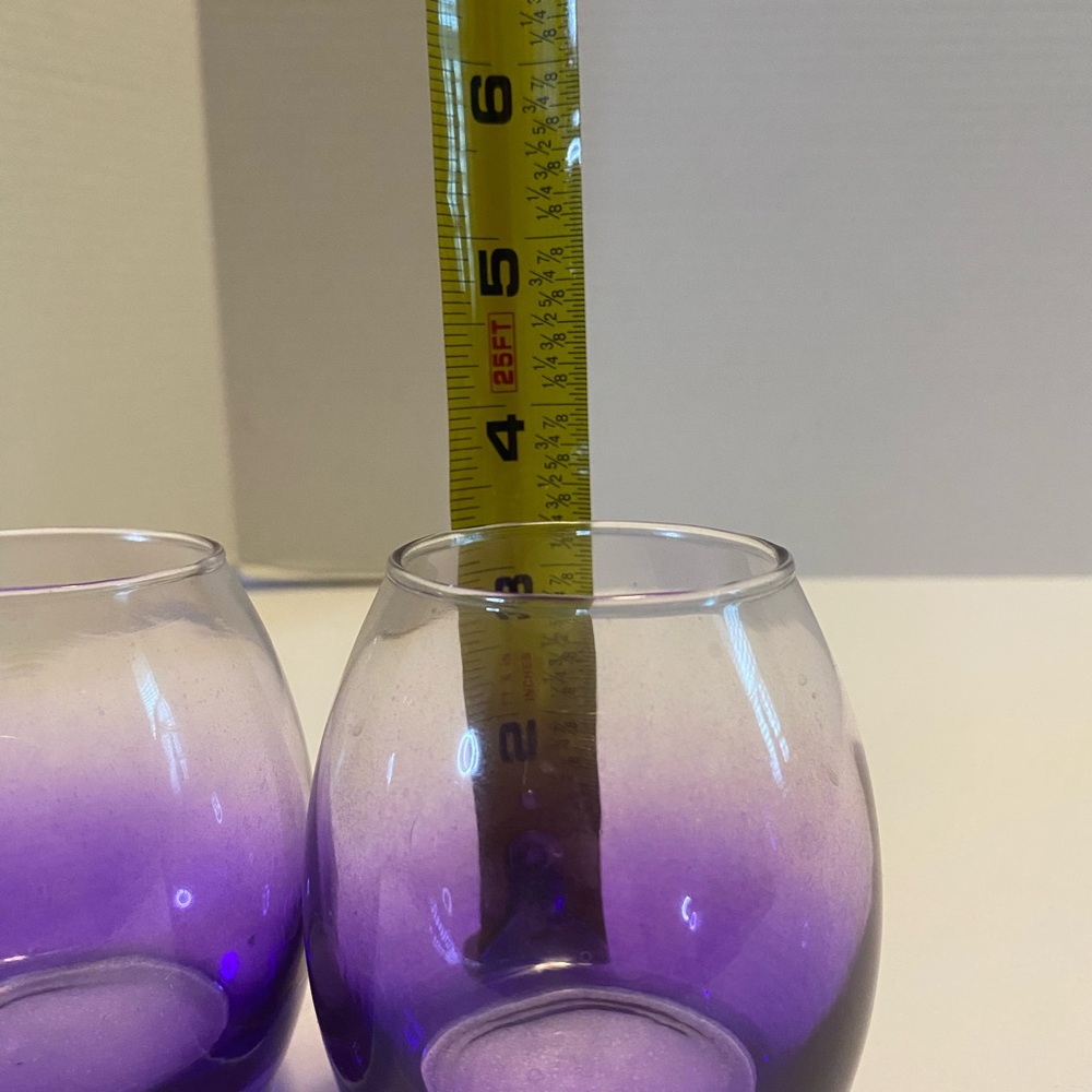 Amethyst Purple Glass Votive Tea Light Candle Holders Mid-Century Set Of 2 - Picture 7 of 10
